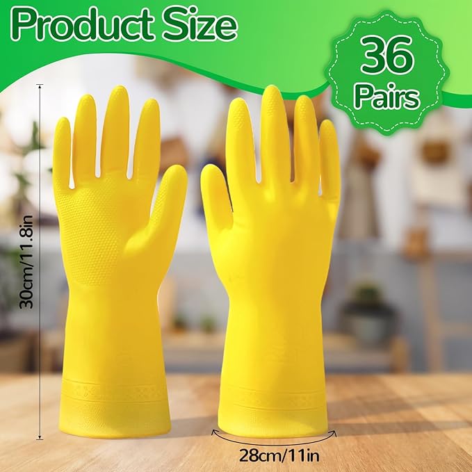 36 Pairs Rubber Dishwashing Gloves, Reusable Household Cleaning Gloves - Image 2