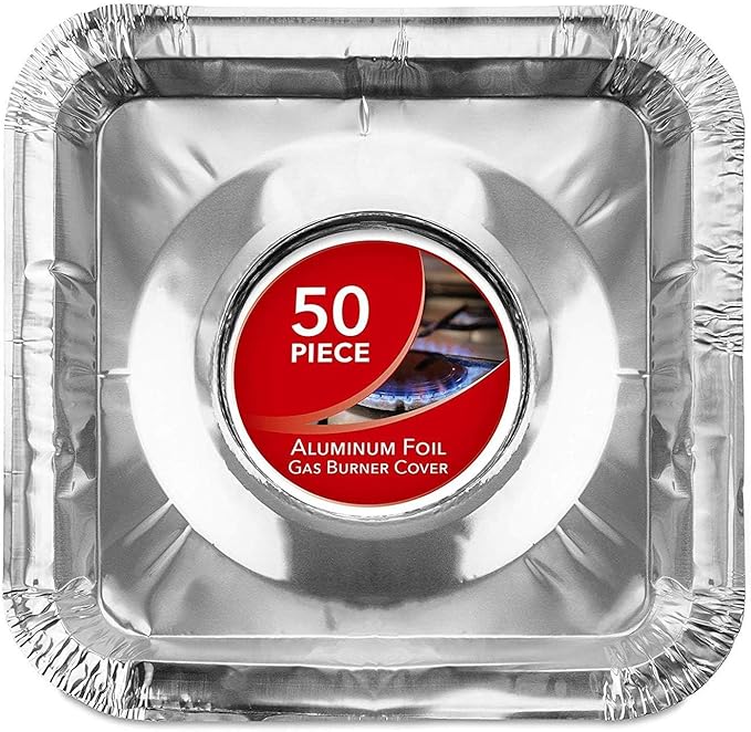 Disposable Gas Burner Liners Aluminum Foil Square Gas Stove Burner Covers by StockYourHome