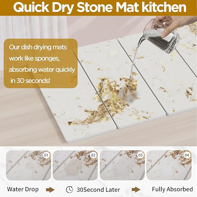 Stone Drying Mat for Kitchen Counter, Quick Dry Stone Mat Kitchen for Cups - Image 2