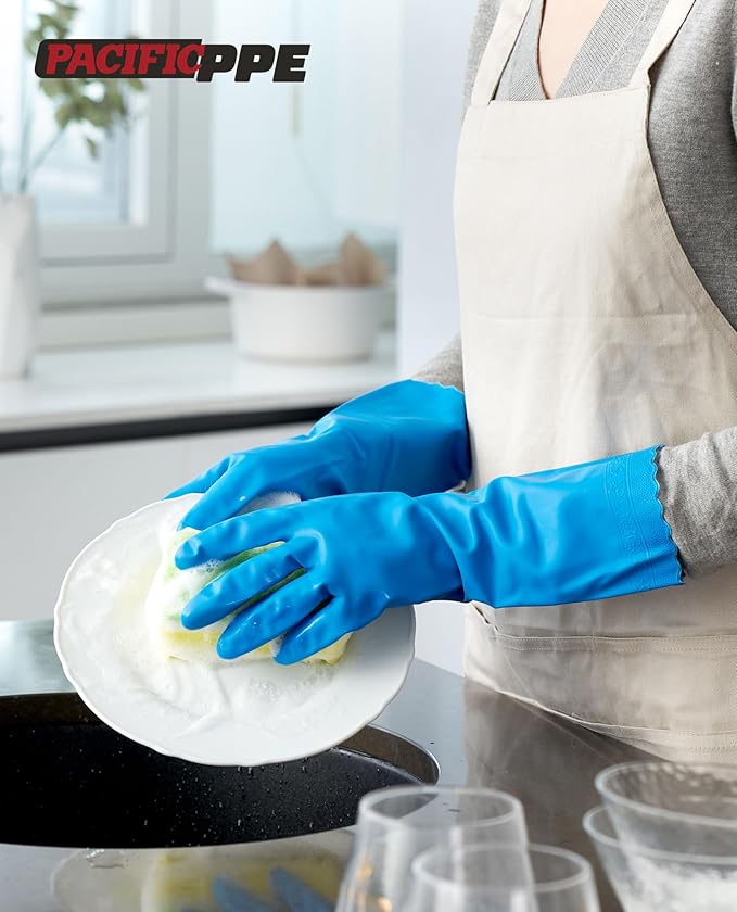 PACIFIC PPE 2 Pairs Reusable Dishwashing Cleaning Gloves - Image 6