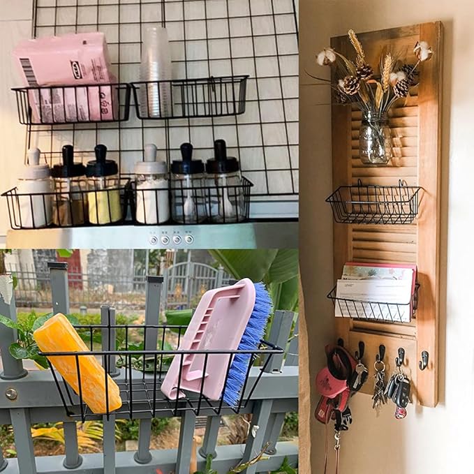 3 Pack Grid Panel Hanging Wire Basket, Storage and Display Basket - Image 6
