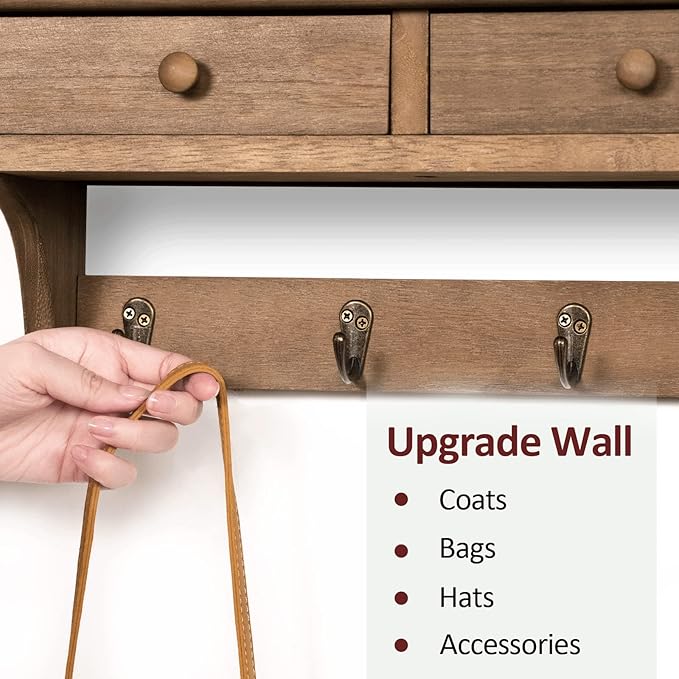 Emfogo Coat Hooks Mounted, Rustic Wood Coat Rack Mount Shelf - Image 4