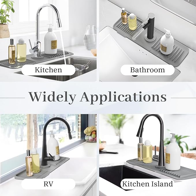 PoYang 17.7 Inch Faucet Mat for Kitchen Sink Splash Guard Behind Faucet - Image 8