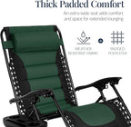 Best Choice Products Oversized Padded Zero Gravity Chair, Folding Outdoor Patio Recliner, XL Anti Gravity Lounger for Backyard w/Headrest, Cup Holder, Side Tray, Polyester Mesh - Forest Green - Image 6
