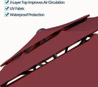 Yaheetech 3 Tier Patio Umbrella 10ft Vented Outdoor Large Market Table Umbrella with 8 Sturdy Ribs & 1.5" Umbrellla Pole, Double-layer Cloth & Push-button Tilting & Crank for Pool/Garden/Lawn Burgundy - Image 3