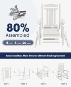 KINGYES HDPE Patio Rocking Chair Set of 2, Outdoor Rocking Chairs Porch Rocker for Adults, White - Image 8