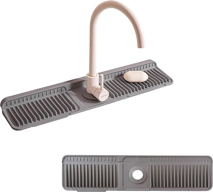 Faucet Mat for Kitchen Sink, Snap-On Design & 7°slope Fast Drain, Folding Sink by ZJWZLG