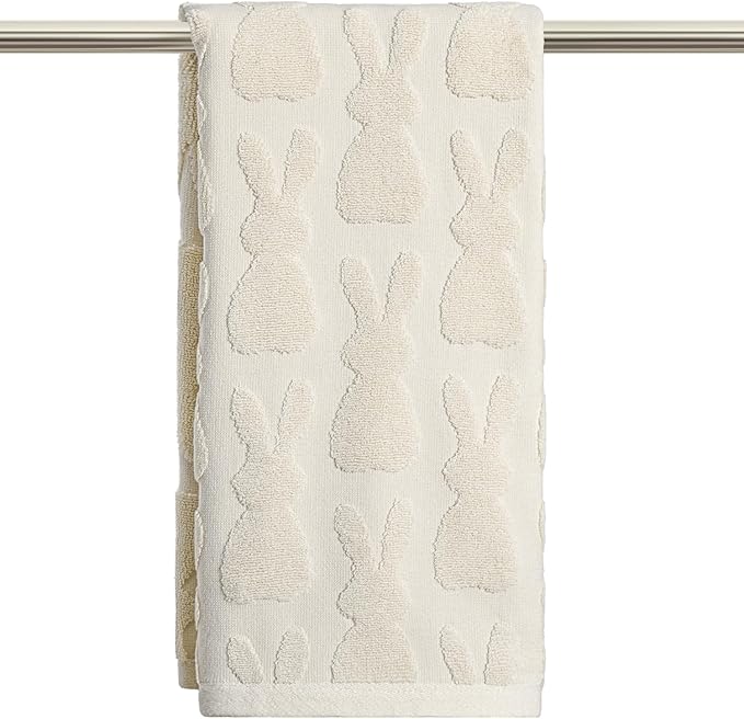Artoid Mode 1 Pc Beige 3D Rabbit Jacquard Easter Hand Towels by ArtoidMode
