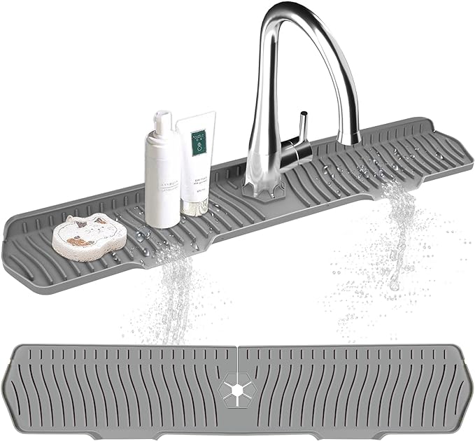Kitchen Sink Splash Guard Gen2-30" x 6'' Silicone Sink Mat Splash Guard fit by EBIGIC