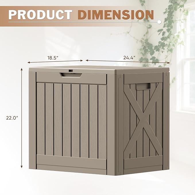 Patiowell 43 Gallon Resin Deck Box, Outdoor Storage Box for Patio Furniture, Deliveries, Pool Supplies,Waterproof and Lockable (Brown) - Image 4