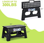 Delxo Folding Step Stool for Kids and Adults,15-Inch Extra Wide 9 Inch Height Heavy Duty Stepping Stool More Safe and Comfortable Non Slip Foldable Step Stool Black - Image 7