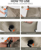 Travel Laundry Bag, Pump Free Vacuum Storage Bag Reusable Compression Dirty - Image 7