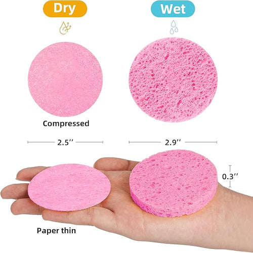 120-Count Compressed Facial Sponges|Kickleen 100% Natural Cellulose Cosmetic - Image 2