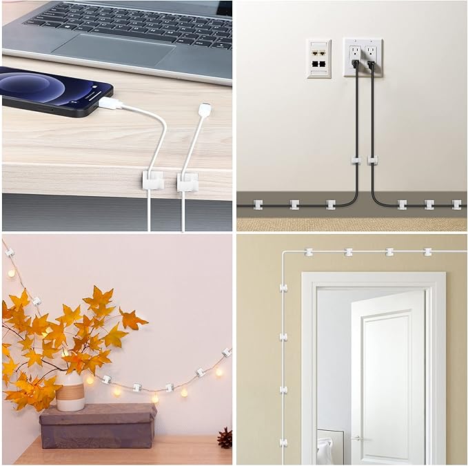 100 PCS Adhesive Cable Clips White, Upgraded Wall Wire Holder - Image 6