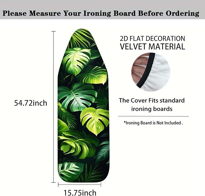 Nuxovilar Dark Background with Green Monstera Leaves Ironing Board Cover - Image 4