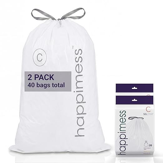 happimess 13.2 Gallon Drawstring Trash Bags, Heavy Duty LDPE Liners by Happimess