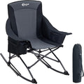 Portal Camping Rocking Chair Outdoors Folding Portable Rocker with Cup Holder Side Pocket Carry Bag, Support 350LBS, Black by PORTAL
