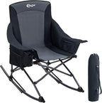 Portal Camping Rocking Chair Outdoors Folding Portable Rocker with Cup Holder Side Pocket Carry Bag, Support 350LBS, Black by PORTAL