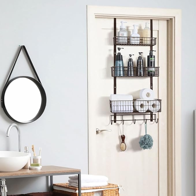 Over the Door Basket Organizer 3 Tier Hanging Basket Door Shelf Rack Heavy Duty - Image 3