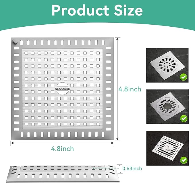 Drain Hair Catcher for Bathroom Sink, 4.8" Stainless Steel and Silicone Shower - Image 3