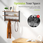Two-Tier Wall Shelf with Hooks, Key Hooks - Image 6
