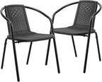 VINGLI PE Rattan Outdoor Dining Chairs Set of 2, Plastic Stackable Patio Chairs for Indoor, Porch, Restaurant, Garden, Black by VINGLI