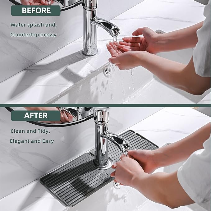 Faucet Mat for Kitchen Sink, Silicone Faucet Handle Drip Catcher Tray, Drying - Image 5