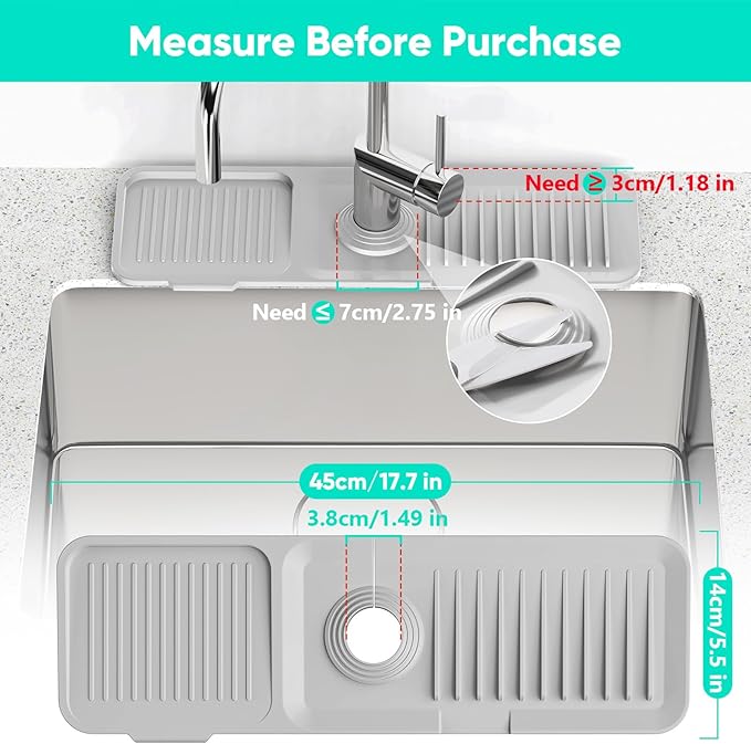 17.7'' Faucet Mat for Kitchen Sink Kitchen Sink Splash Guard Silicone Sink - Image 2