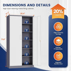 Yizosh Metal Storage Cabinet with 2 Locking Doors and 5 Adjustable Shelves, 72" Garage Storage Cabinet Steel Lockable for Office,Home,Garage - Image 3