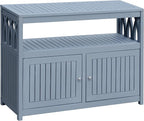 Flamaker Acacia Wood Cabinet with 2 Magnetic Doors - Weatherproof Outdoor Storage, Buffet, TV Stand, Bar, Potting Table (Grey) by Flamaker