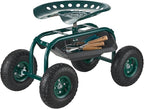 VEVOR Rolling Garden Cart with Swivel Seat, Heavy Duty Garden Seat with Storage Basket & Tool Tray, 300 lbs Weight Capacity, Outdoor Utility Gardening Stool Scooter for Lawn Yard Planting Weeding - Image 9