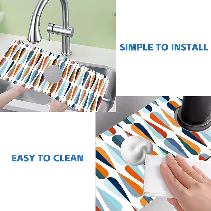 Mid-Century Drop Shapes Kitchen Sink Splash Guard Mat Absorbent Fast Drying Mat - Image 5