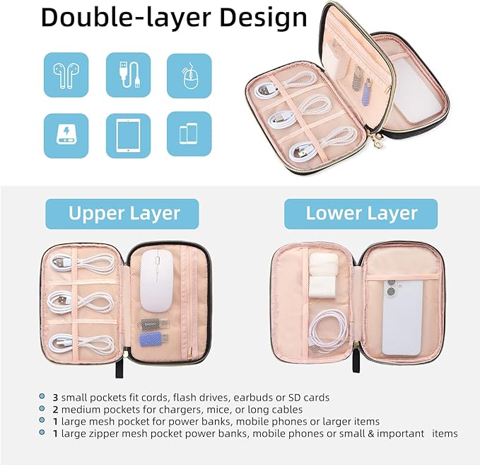Electronics Organizer Travel Case, Charger Bag Cord Organizer Travel, Compact - Image 2