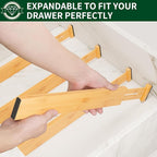 4 Pack Bamboo Drawer Dividers 2.6" High, Adjustable Spring Loaded Clothes - Image 6
