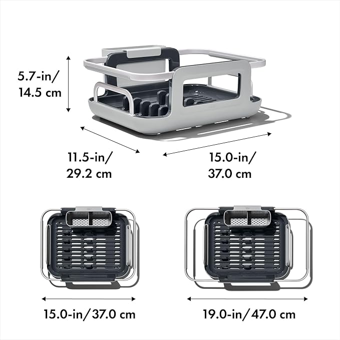 OXO Good Grips Extendable Over-The-Sink Aluminum Drying Dish Rack - Image 5