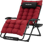 UDPATIO Oversized Zero Gravity Chair 29In XL Patio Reclining Chair with Cushion, Outdoor Folding Recliner with Pillows|Cup Holder|Foot Rest|Padded Headrest, Burgundy, Support 500LB by UDPATIO