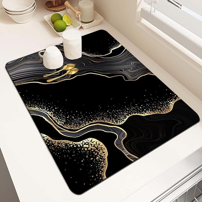 MCALK Marble Black Dish Drying Mat by MCALK