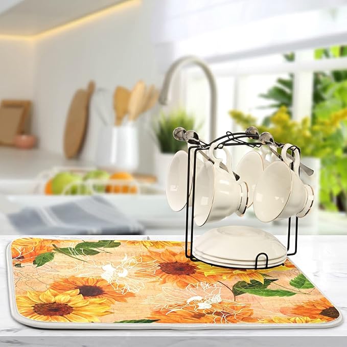 Super Absorbent Dish Drying Mat, Microfiber Fast-Drying Dish Mat, Kitchen Dish - Image 5