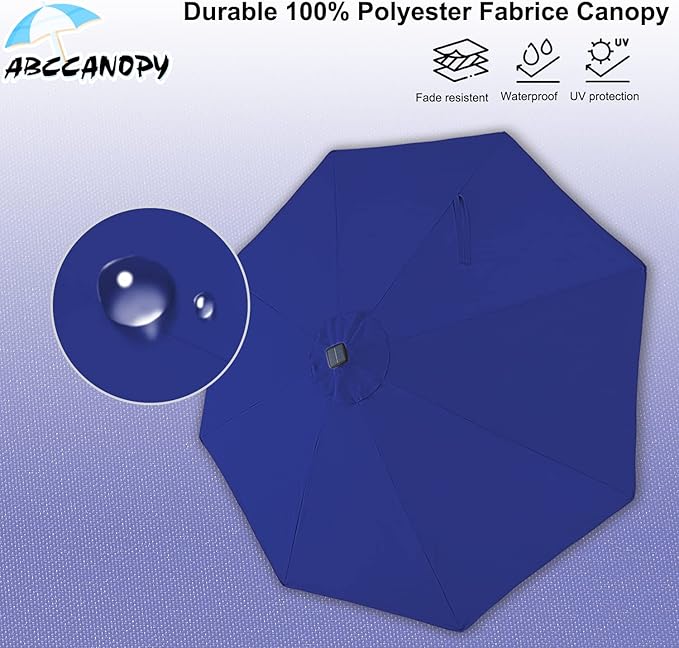 ABCCANOPY Durable Solar Led Patio Umbrellas with 32LED Lights 9FT (Royal Blue) - Image 5