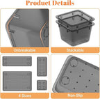 15 PCS Clear Plastic Drawer Organizer Set, 4-Size Acrylic Drawer Storage Trays - Image 4