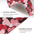Valentines Day Dish Drying Mat for Kitchen Pink Red Hearts Absorbent Reversible - Image 3