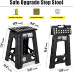 Delxo 17.5 Inch Folding Step Stool,Foldable Stool for Adults with Safety Lock,Portable Collapsible Plastic Step Stool,Non Slip Folding Stools for Kitchen Bathroom Bedroom Up to 400LBS,(Black 1PC) - Image 2
