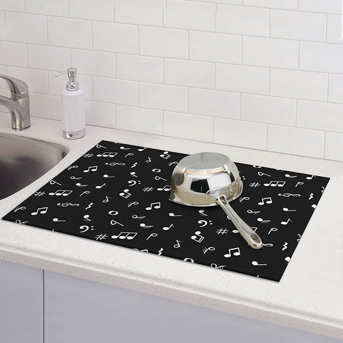 Musicial Kitchen Drying Mat Music Notes Microfiber Dish Drainer Mat - Image 2