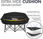 Double Camping Chair Padded Loveseat Chair for 2 Person - Heavy Duty Oversized Camping Couch for Adults Outdoor Sports Lawn Beach Portable Folding XL Chairs with Cup Holders and Carry Bag, All Black - Image 3