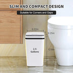 3 Pack Bathroom Trash Can with Lid, 2.5 Gallon Small Slim Trashcan, Automatic - Image 2