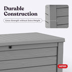 Keter Westwood 150 Gallon Resin Large Outdoor Storage Box for Patio Furniture, Outdoor Cushions, Garden Tools and Pool Floats, Light Grey - Image 8
