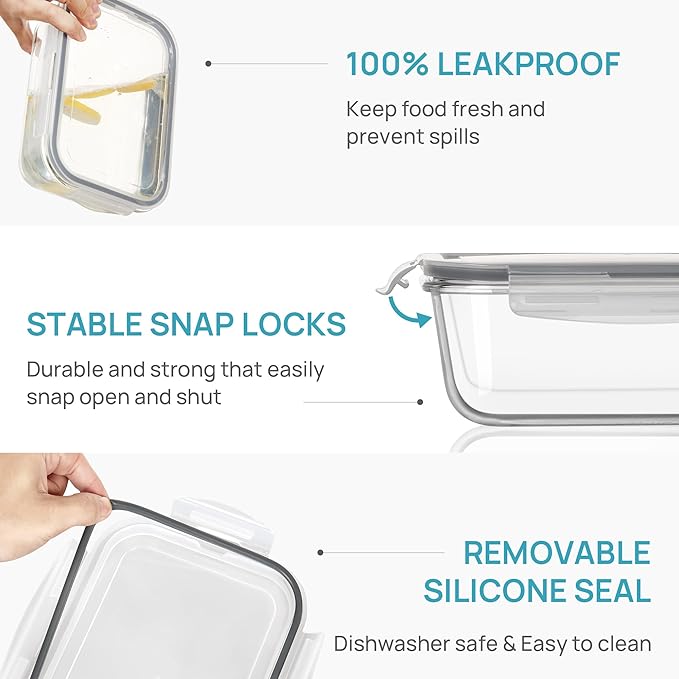 Vtopmart 2Pack 1860ml/63oz Large Glass Storage Containers - Image 6