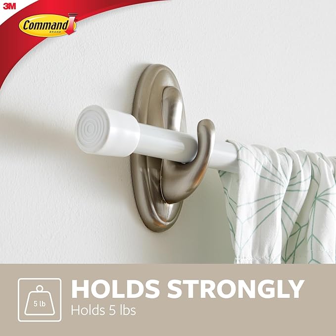 Command 5 lb Large Brushed Nickel Color Hooks, Damage Free Coat Hooks - Image 3