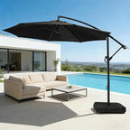 wikiwiki 10ft Patio Umbrella with Base Included, Outdoor Offset Cantilever Umbrella with Sandbag Base for Backyard, Garden and Pool, Easy to Tilt and Crank, Black - Image 9