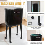 XPIY 4 Gallon Trash Can with Wheels and Lid, Modern Narrow Garbage Can with - Image 4